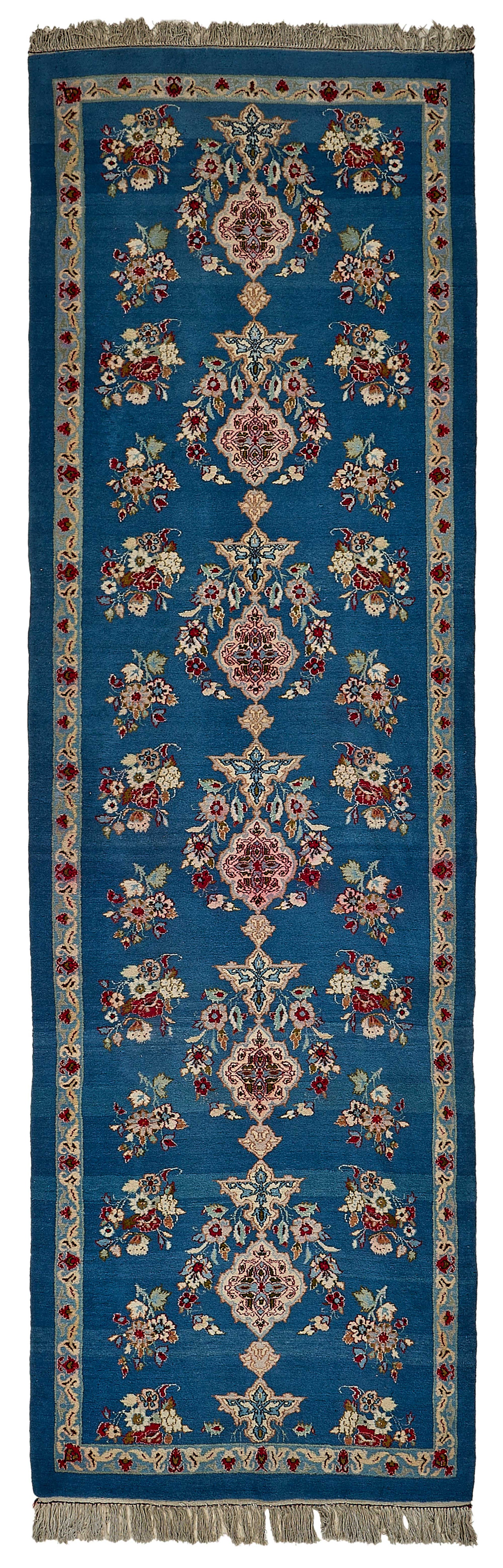 4x12 Blue Floral Medallion Oushak Rug - 51456
