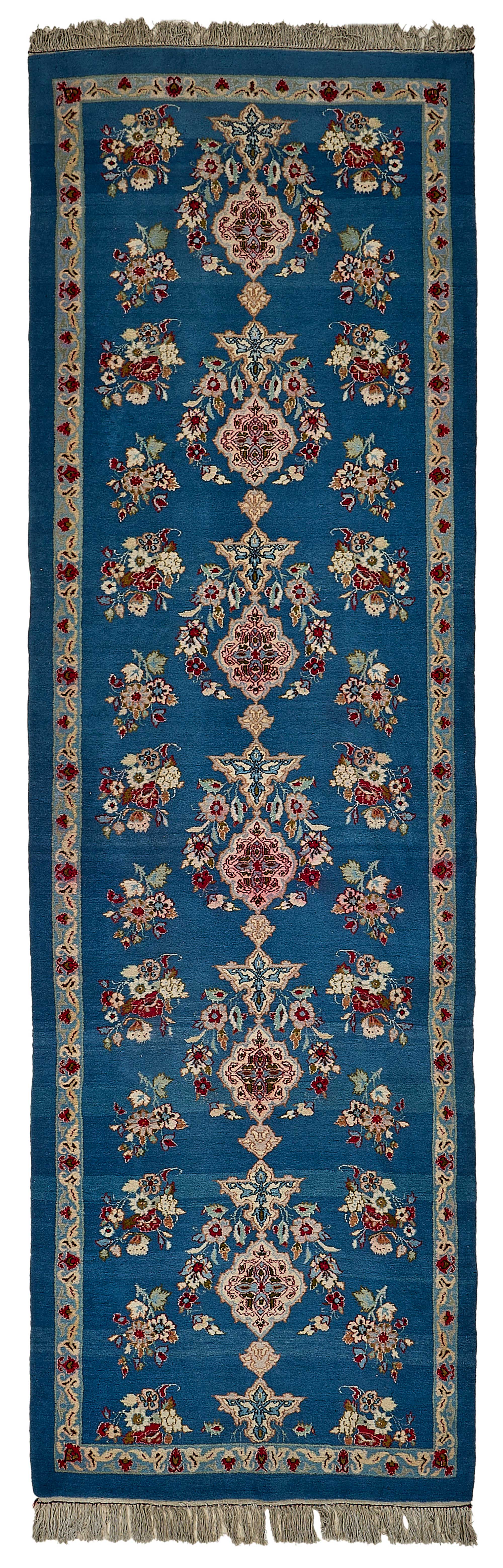 4x12 Blue Floral Medallion Oushak Rug - 51456