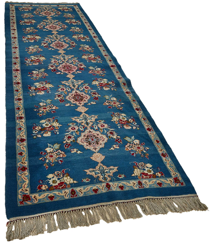 4x12 Blue Floral Medallion Oushak Rug - 51456