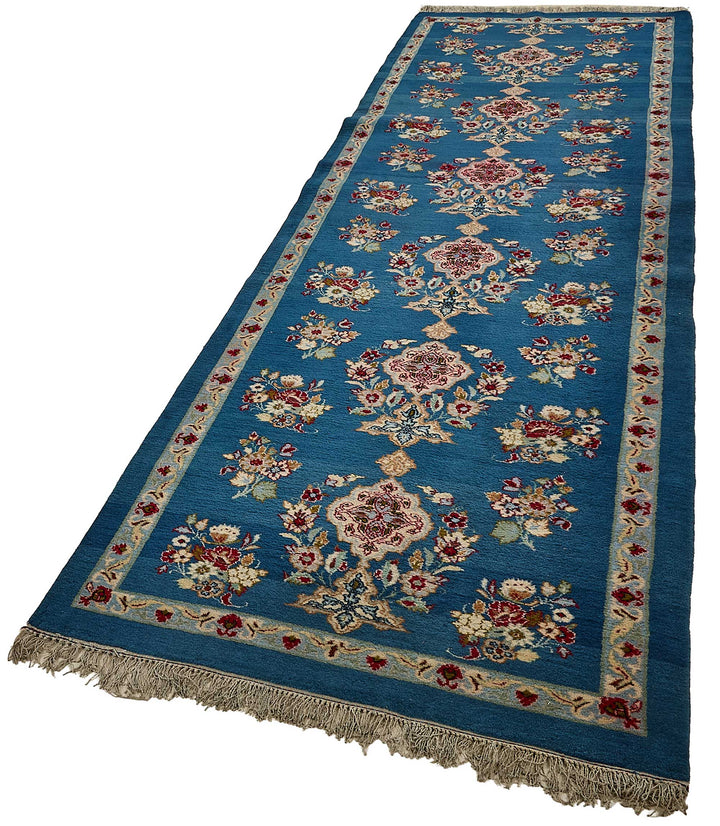 4x12 Blue Floral Medallion Oushak Rug - 51456
