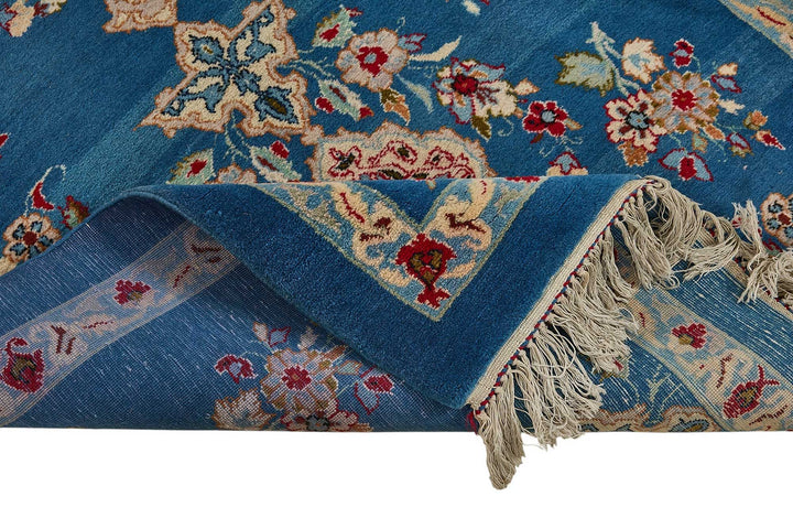 4x12 Blue Floral Medallion Oushak Rug - 51456