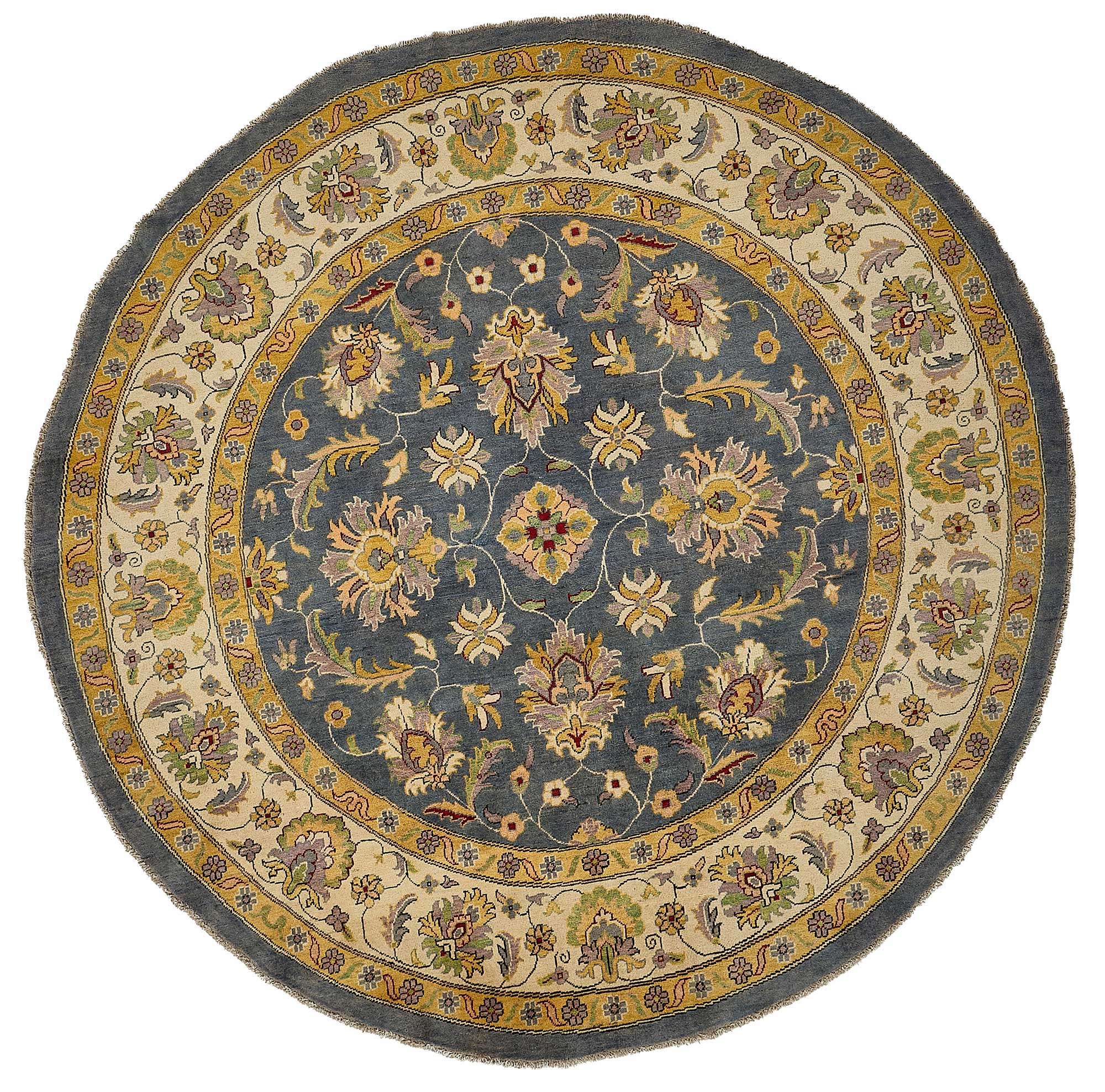 8x8 Beige Traditional Floral Oushak Rug - 51457