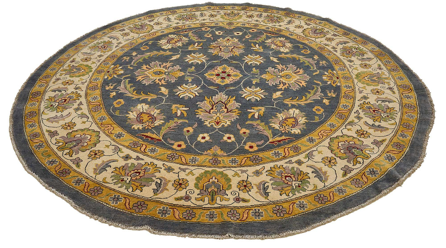 8x8 Beige Traditional Floral Oushak Rug - 51457