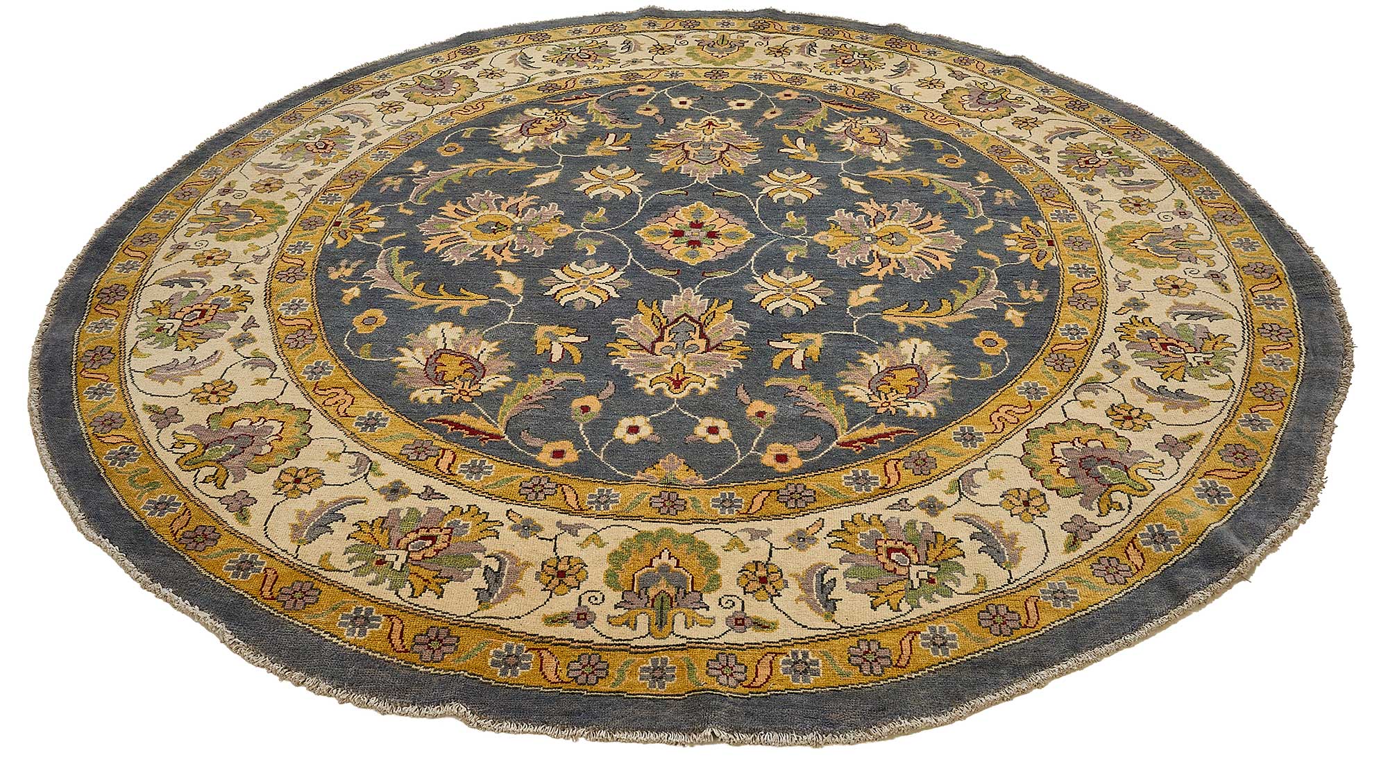 8x8 Beige Traditional Floral Oushak Rug - 51457