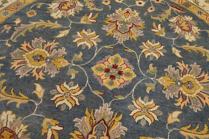 8x8 Beige Traditional Floral Oushak Rug - 51457