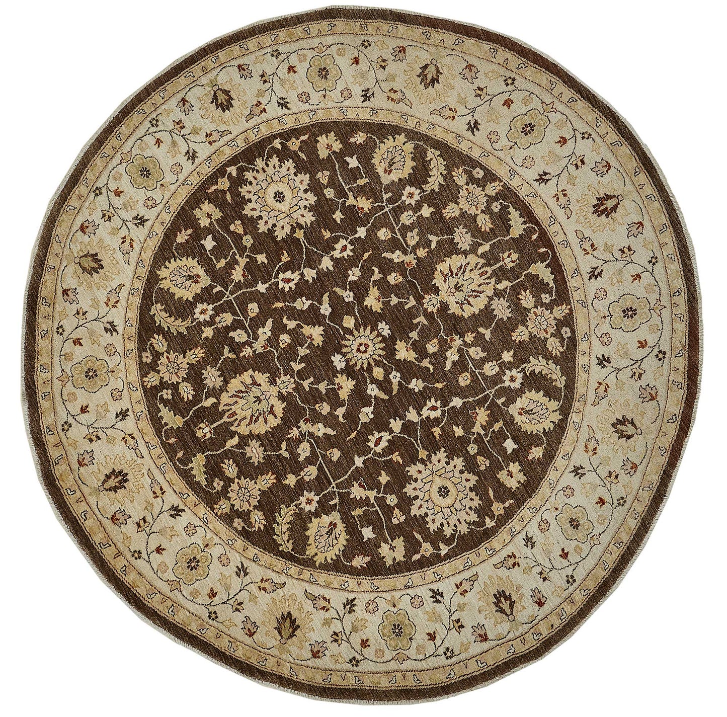 8x8 Beige Handmade Floral Oushak Rug - 51458