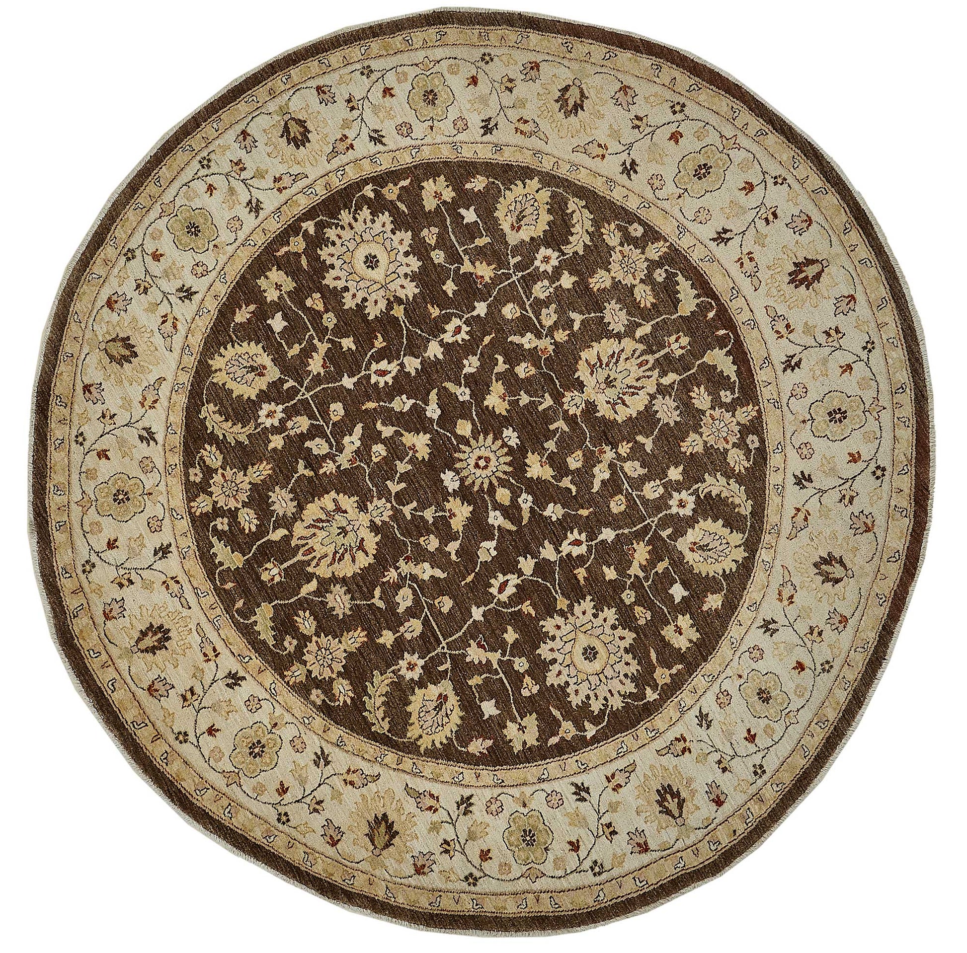 8x8 Beige Handmade Floral Oushak Rug - 51458