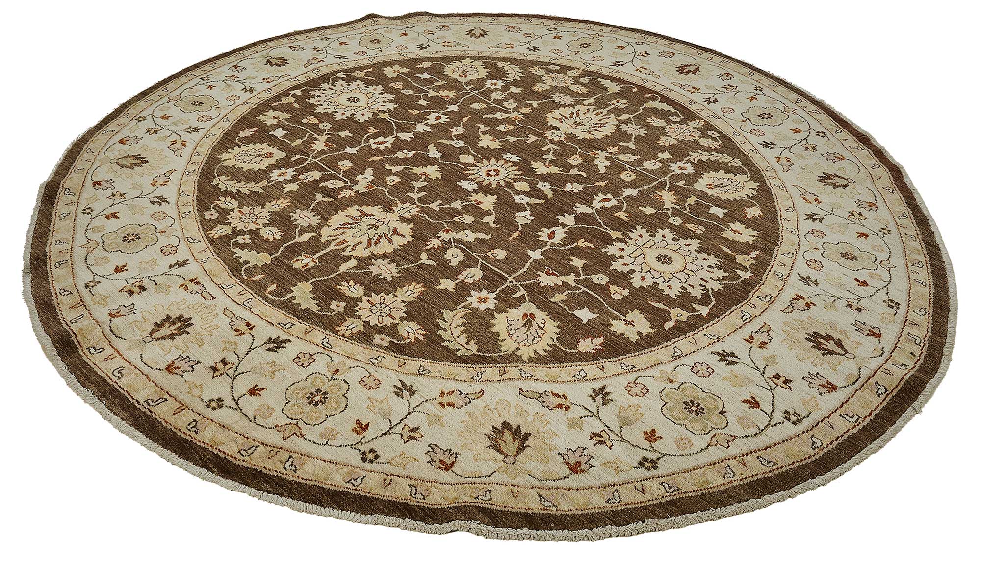 8x8 Beige Handmade Floral Oushak Rug - 51458
