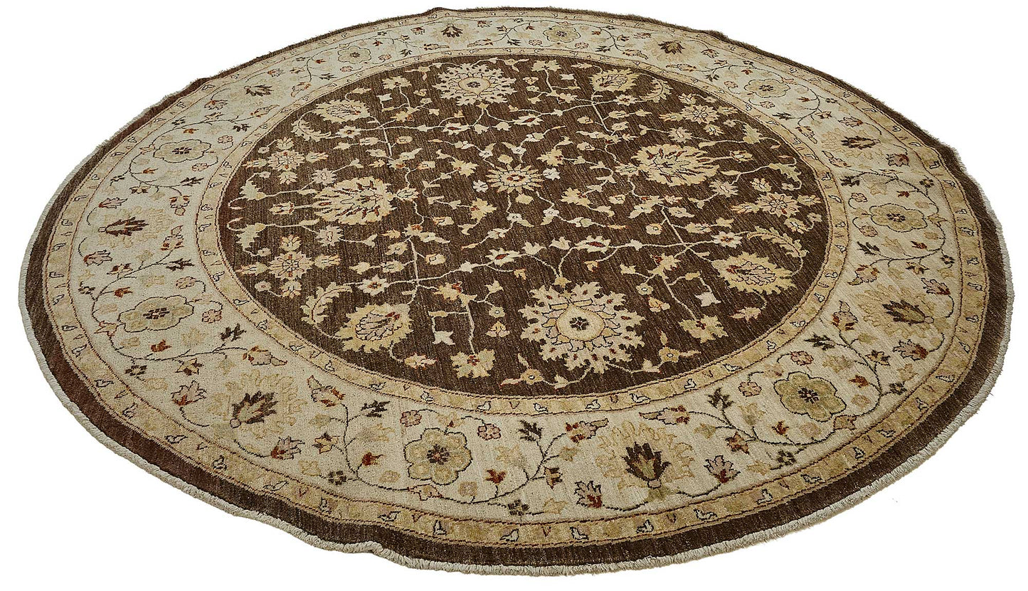8x8 Beige Handmade Floral Oushak Rug - 51458