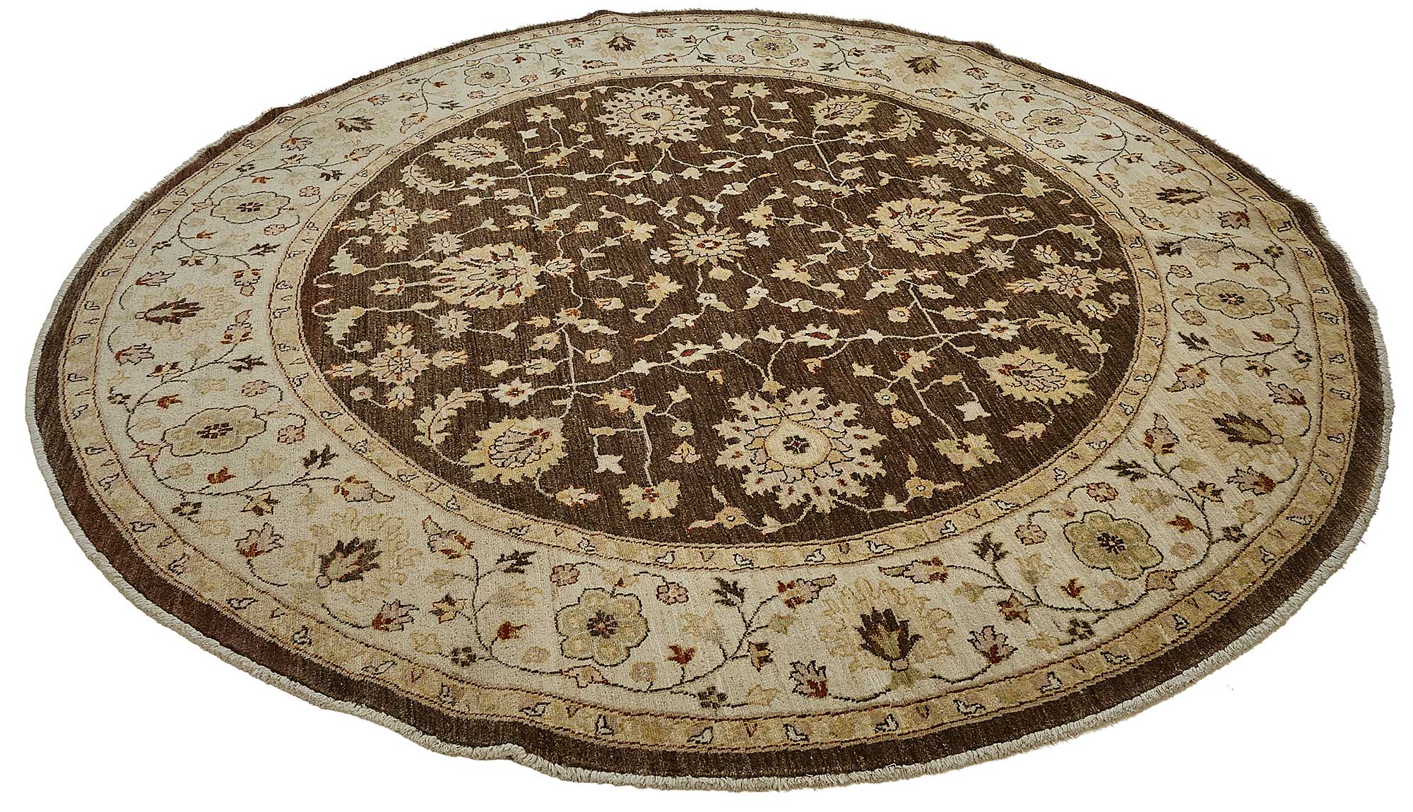 8x8 Beige Handmade Floral Oushak Rug - 51458