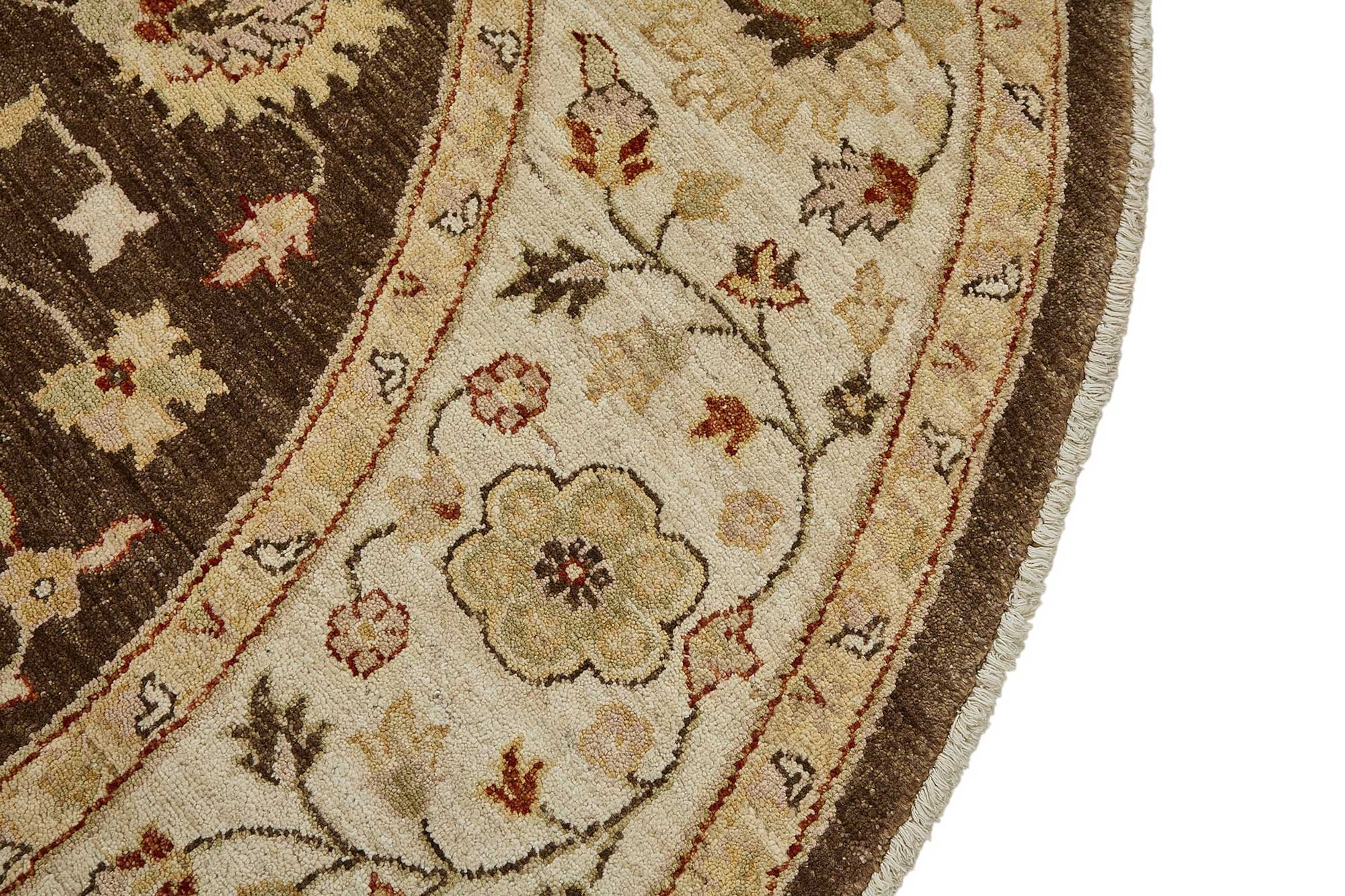 8x8 Beige Handmade Floral Oushak Rug - 51458