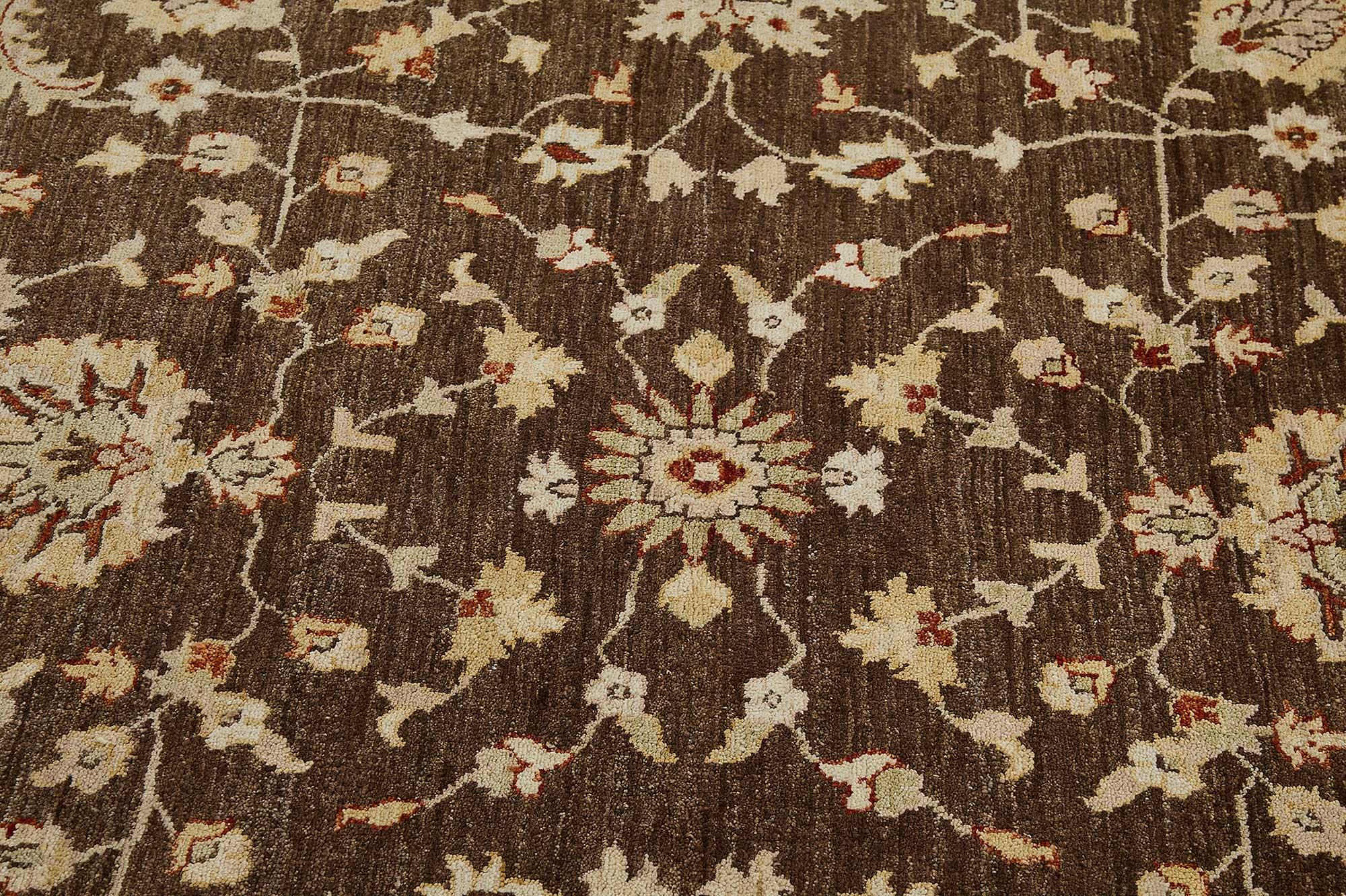8x8 Beige Handmade Floral Oushak Rug - 51458