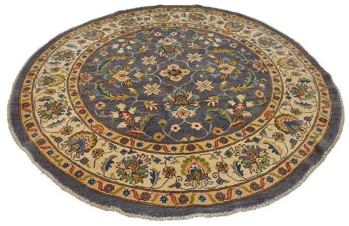 6x6 Beige Turkish Floral Oushak Rug - 51459