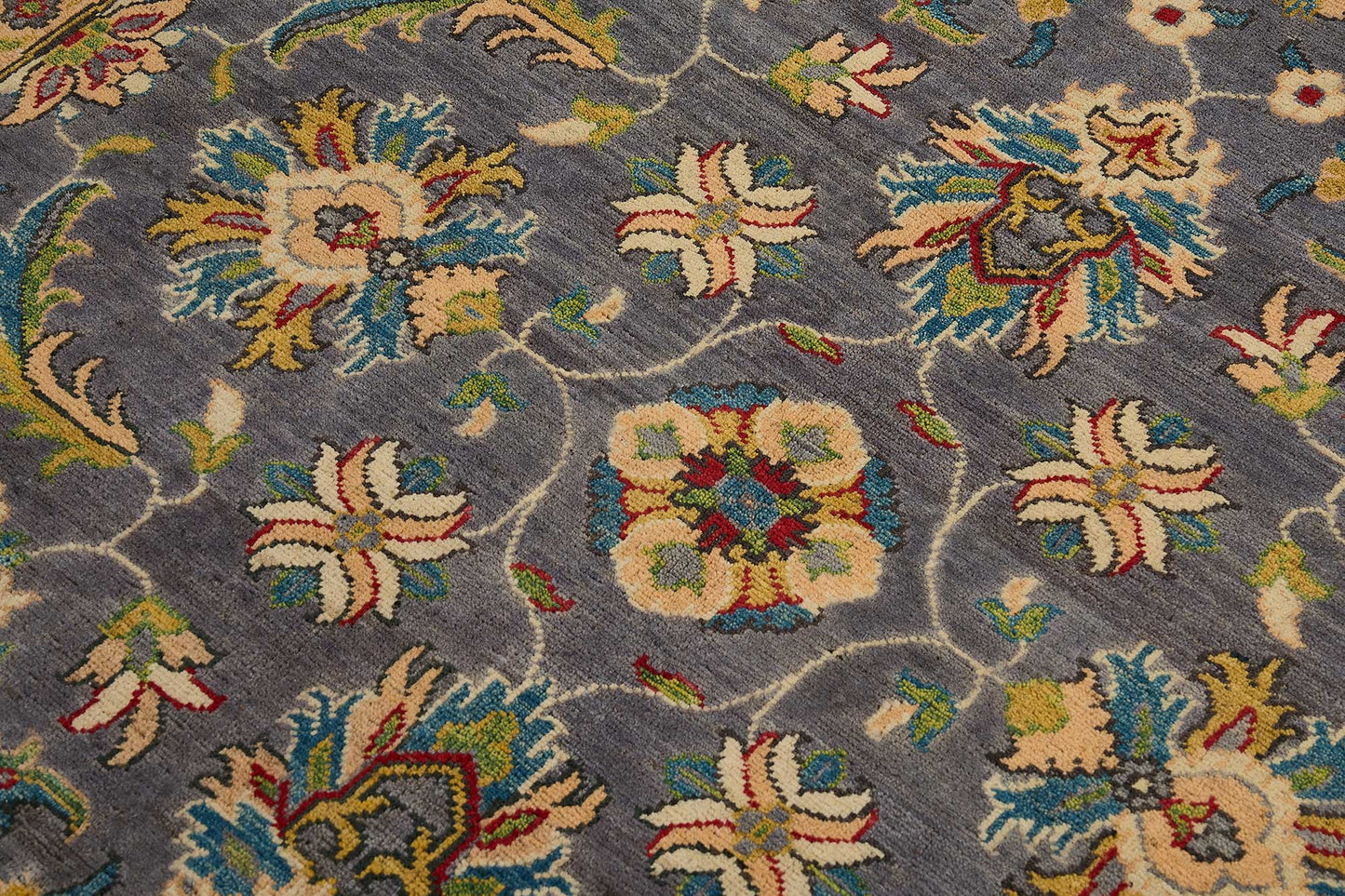 6x6 Beige Turkish Floral Oushak Rug - 51459