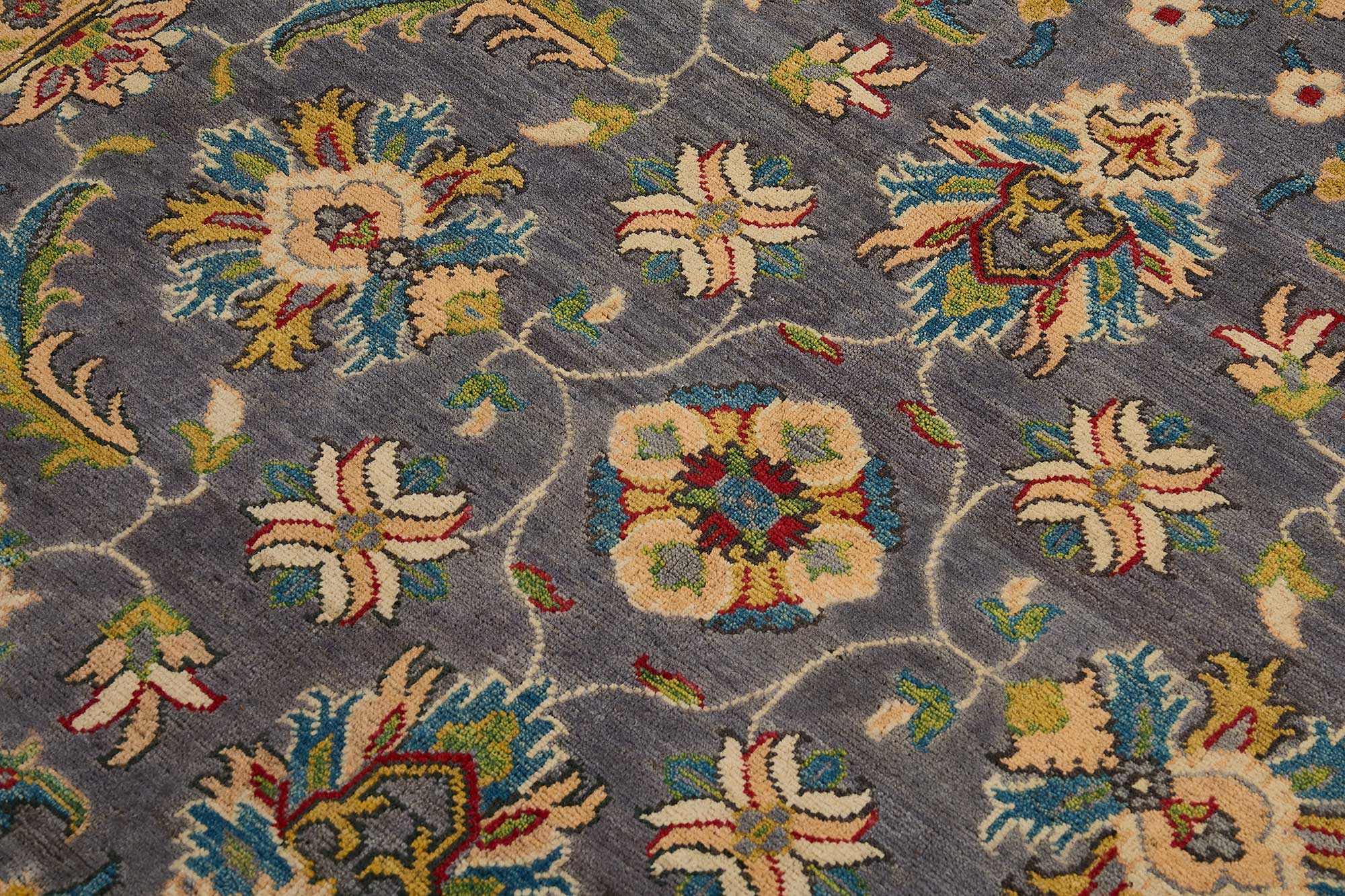 6x6 Beige Turkish Floral Oushak Rug - 51459