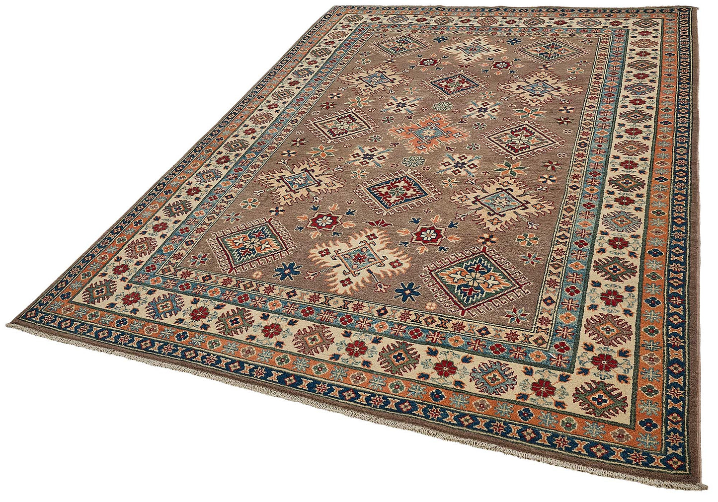 6x9 Brown Tribal Geometric Oushak Rug - 51460