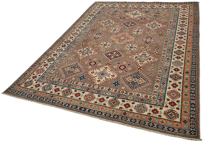 6x9 Brown Tribal Geometric Oushak Rug - 51460