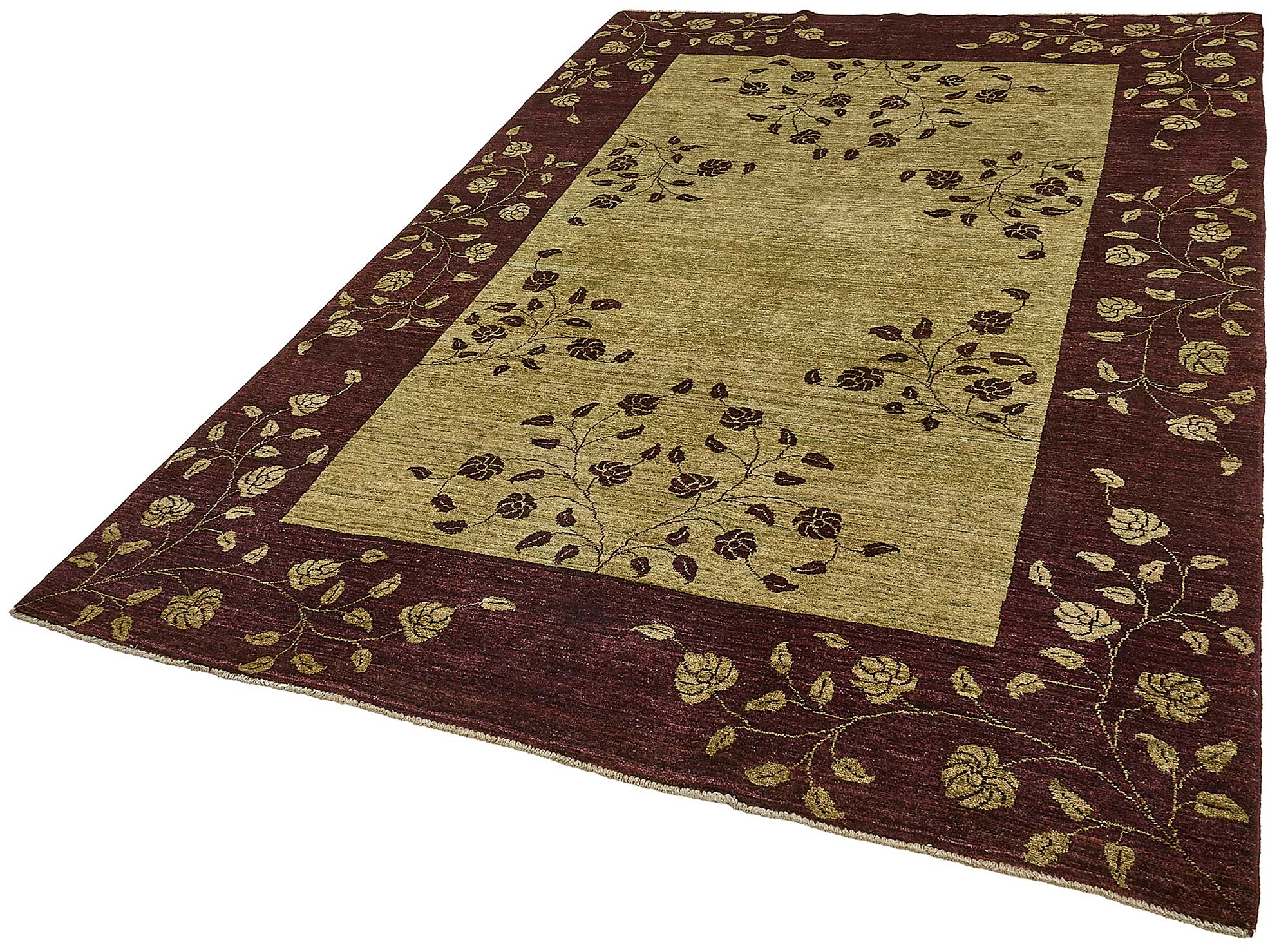 6x9 Green Traditional Floral Oushak Rug - 51461