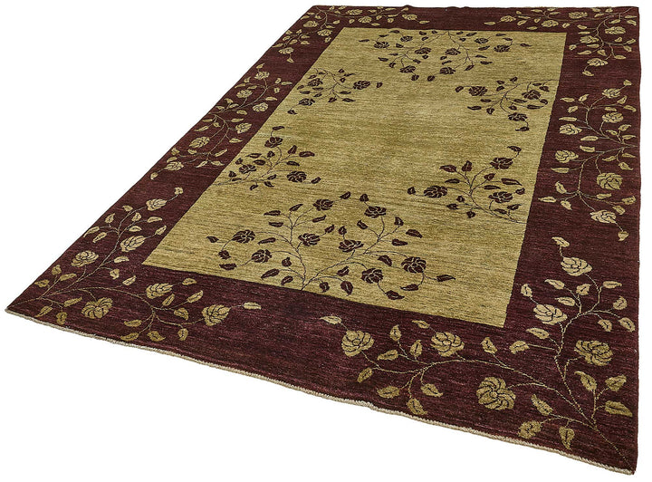 6x9 Green Traditional Floral Oushak Rug - 51461