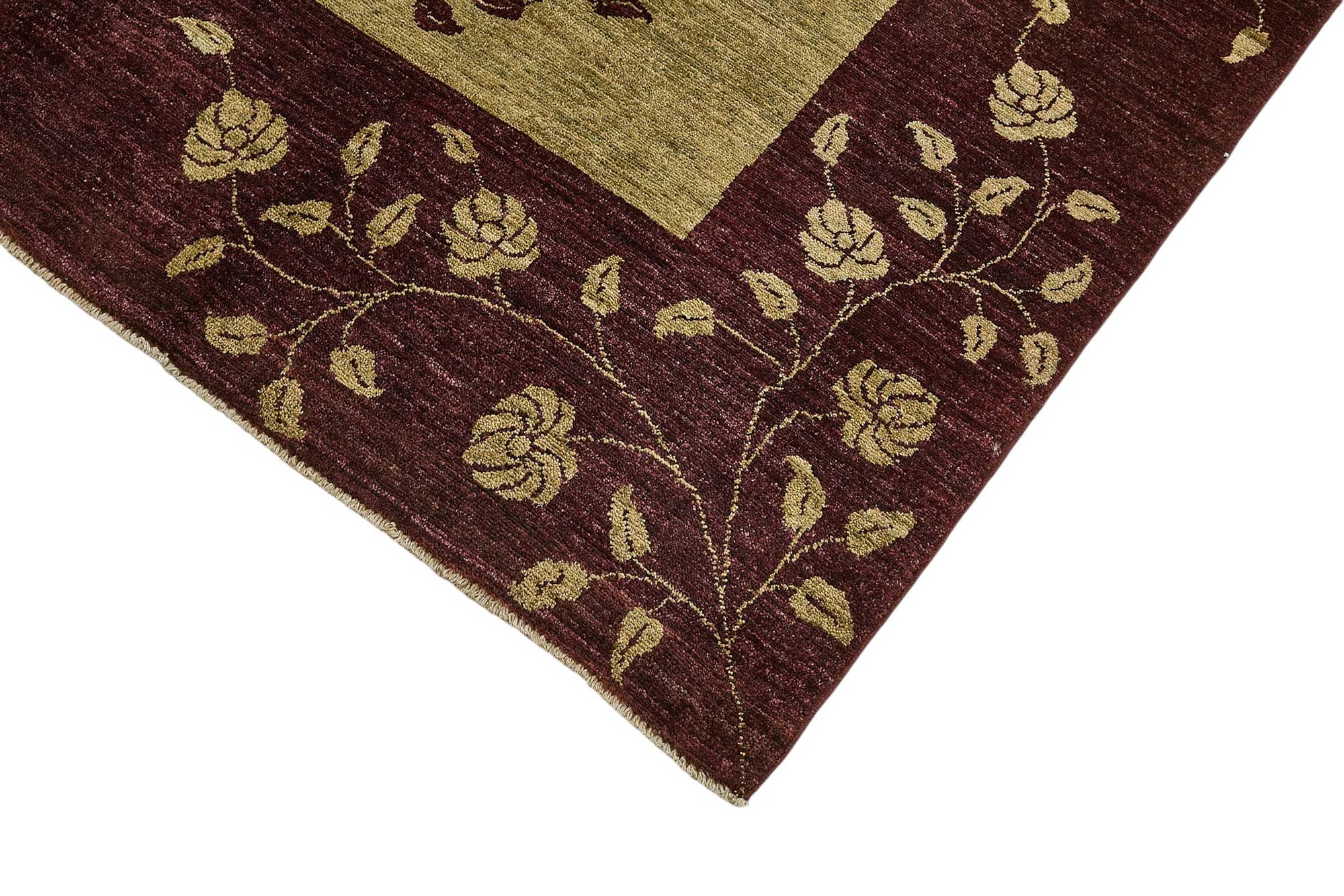 6x9 Green Traditional Floral Oushak Rug - 51461