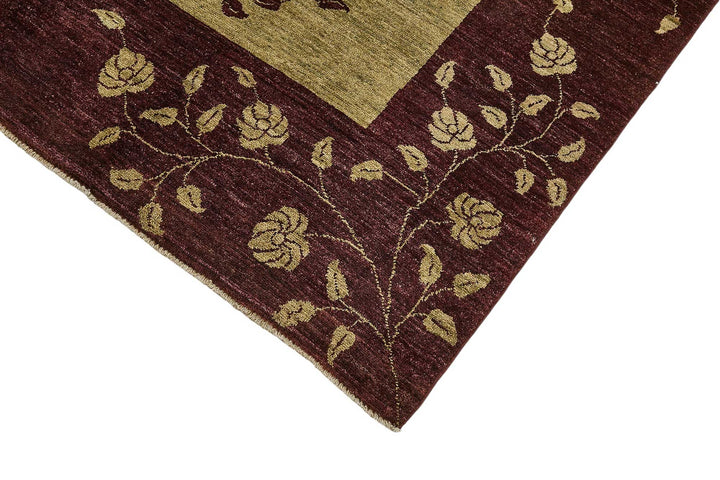 6x9 Green Traditional Floral Oushak Rug - 51461