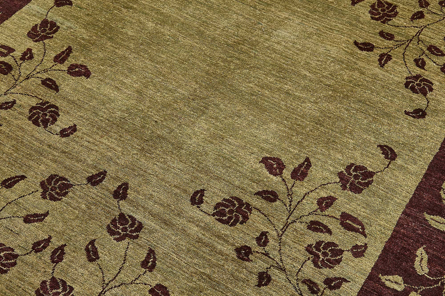 6x9 Green Traditional Floral Oushak Rug - 51461