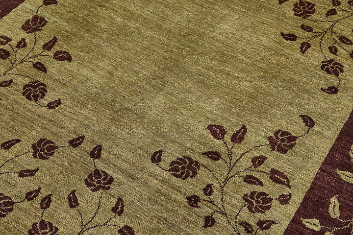6x9 Green Traditional Floral Oushak Rug - 51461