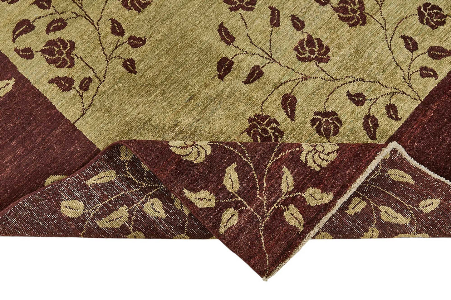6x9 Green Traditional Floral Oushak Rug - 51461