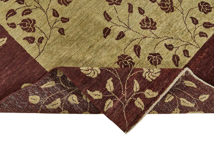 6x9 Green Traditional Floral Oushak Rug - 51461