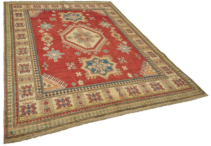 7x9 Beige Traditional Floral Medallion Oushak Rug - 51462
