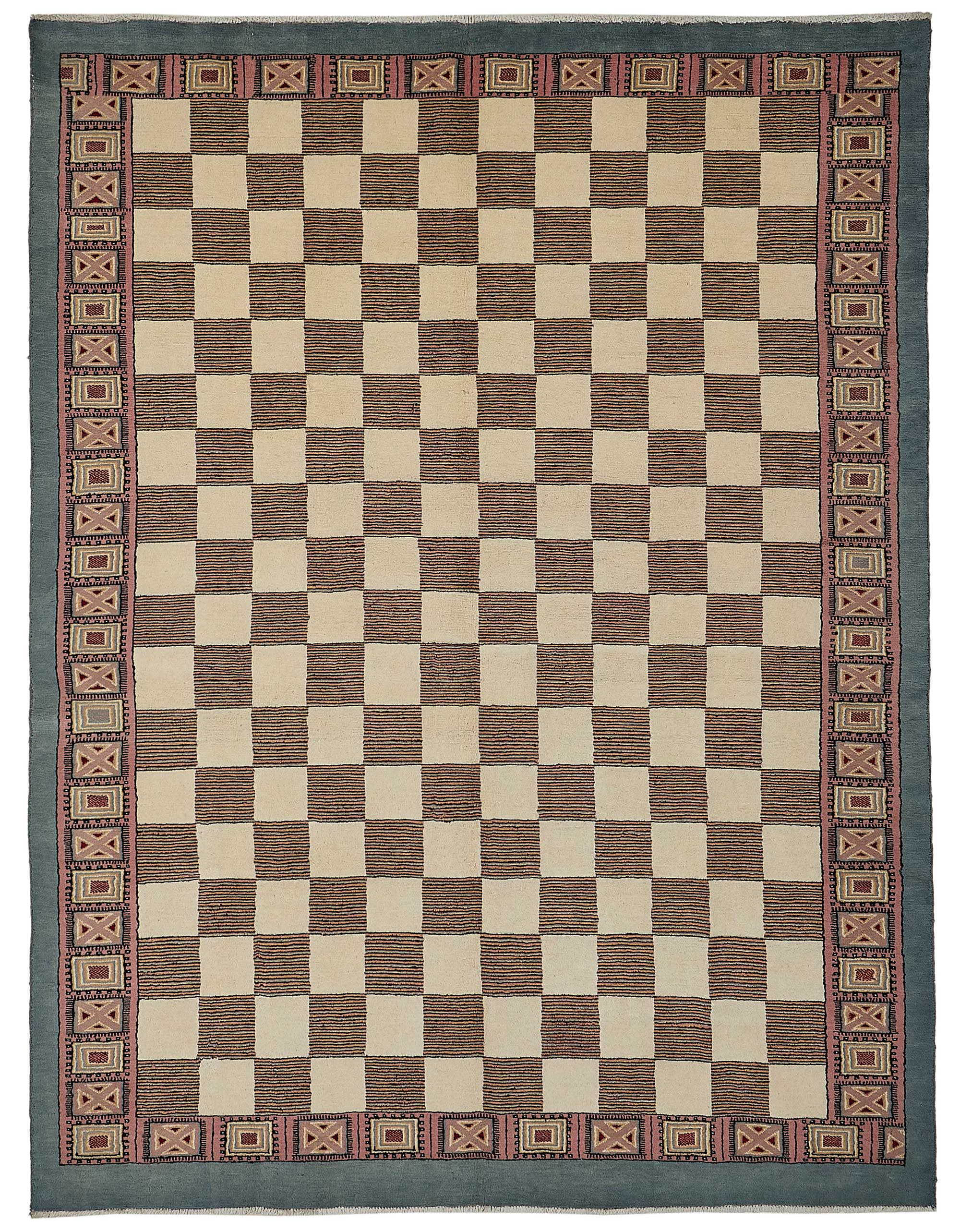 8x10 Beige Contemporary Geometric Oushak Rug - 51463