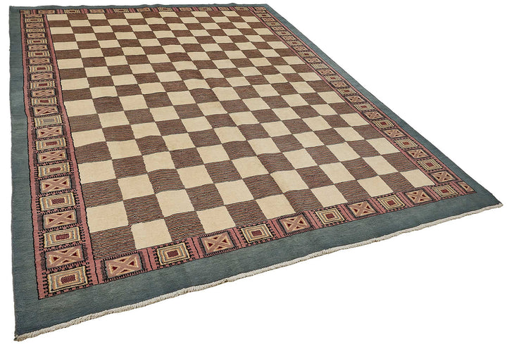 8x10 Beige Contemporary Geometric Oushak Rug - 51463