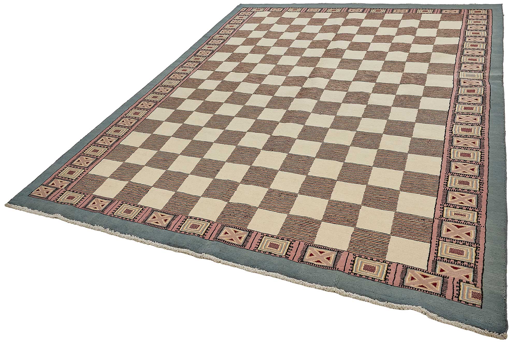 8x10 Beige Contemporary Geometric Oushak Rug - 51463