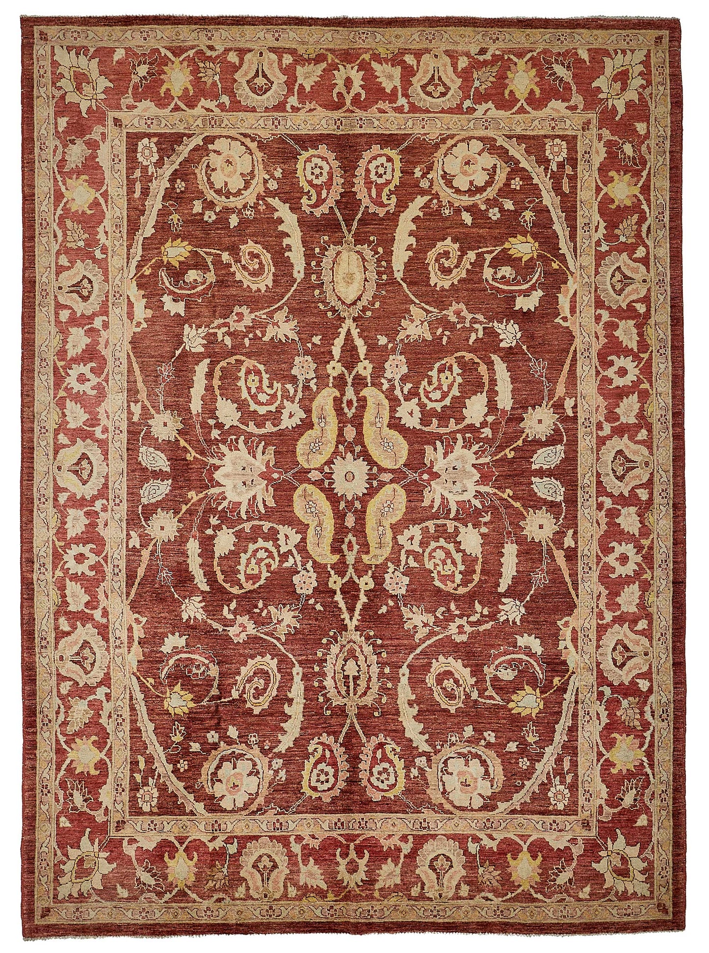 7x10 Red Traditional Floral Oushak Rug - 51465