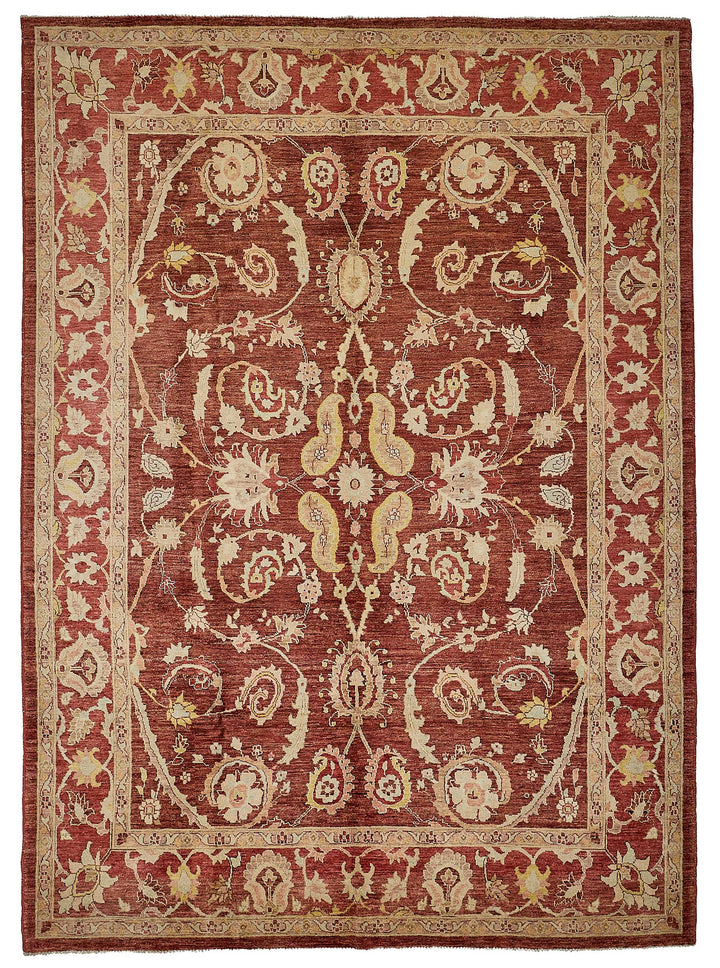 7x10 Red Traditional Floral Oushak Rug - 51465