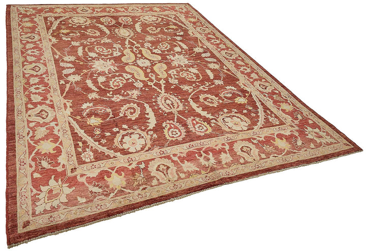 7x10 Red Traditional Floral Oushak Rug - 51465