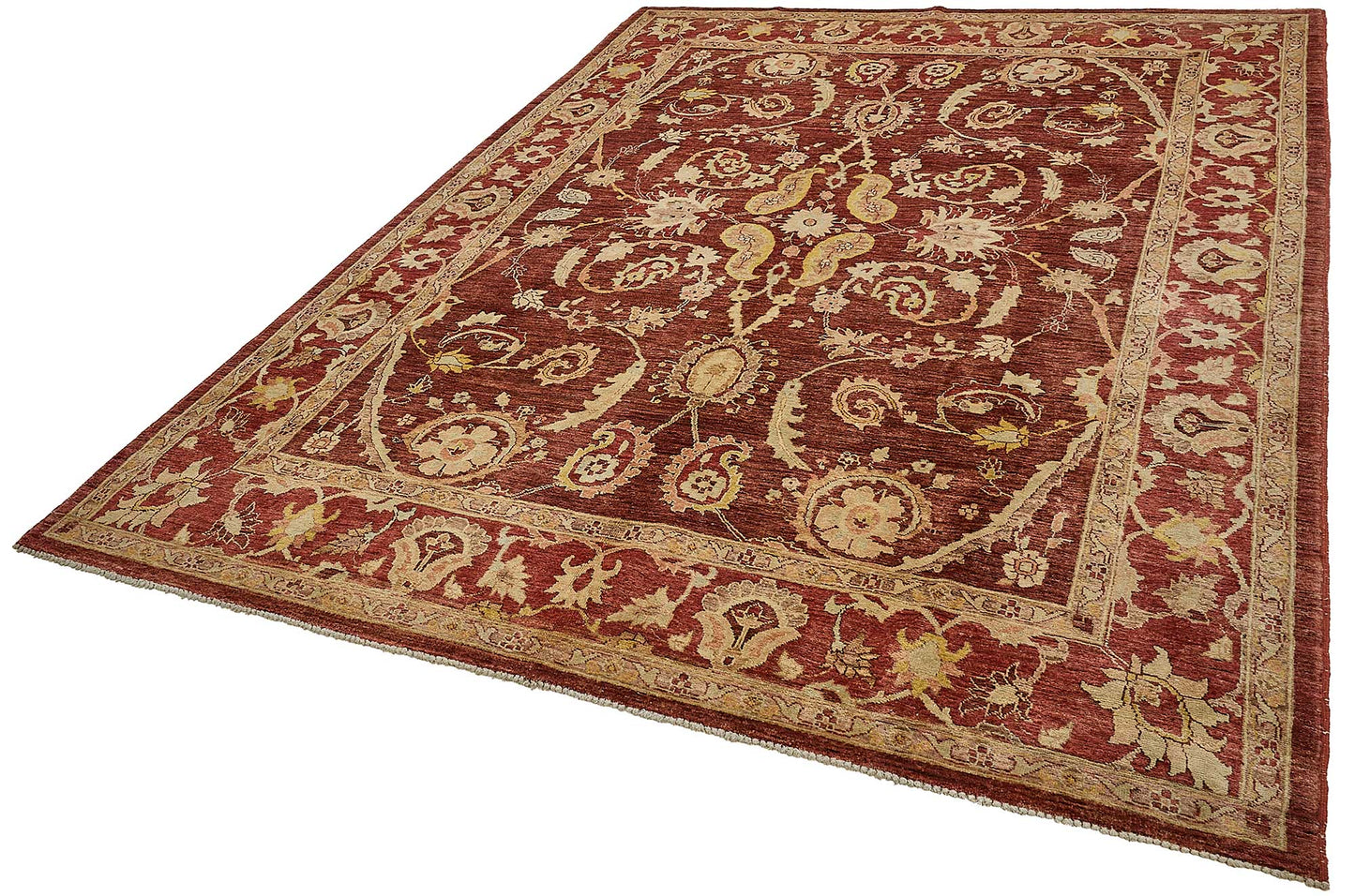 7x10 Red Traditional Floral Oushak Rug - 51465