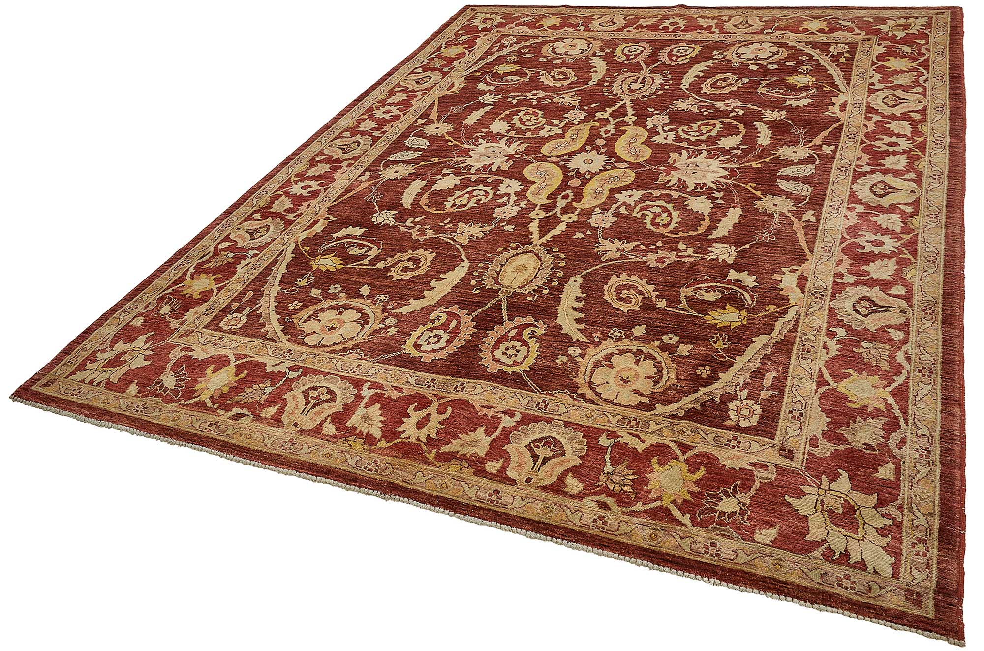 7x10 Red Traditional Floral Oushak Rug - 51465