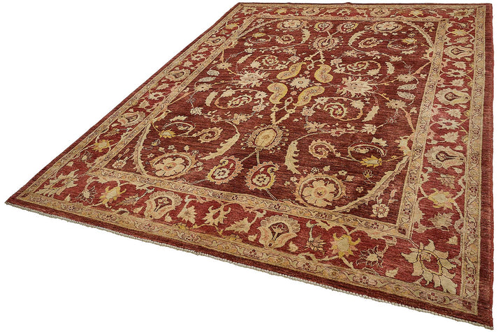 7x10 Red Traditional Floral Oushak Rug - 51465