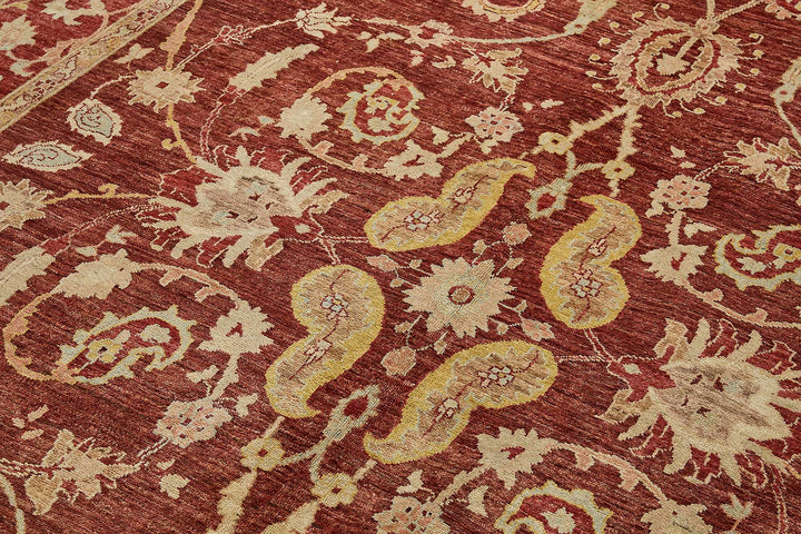 7x10 Red Traditional Floral Oushak Rug - 51465