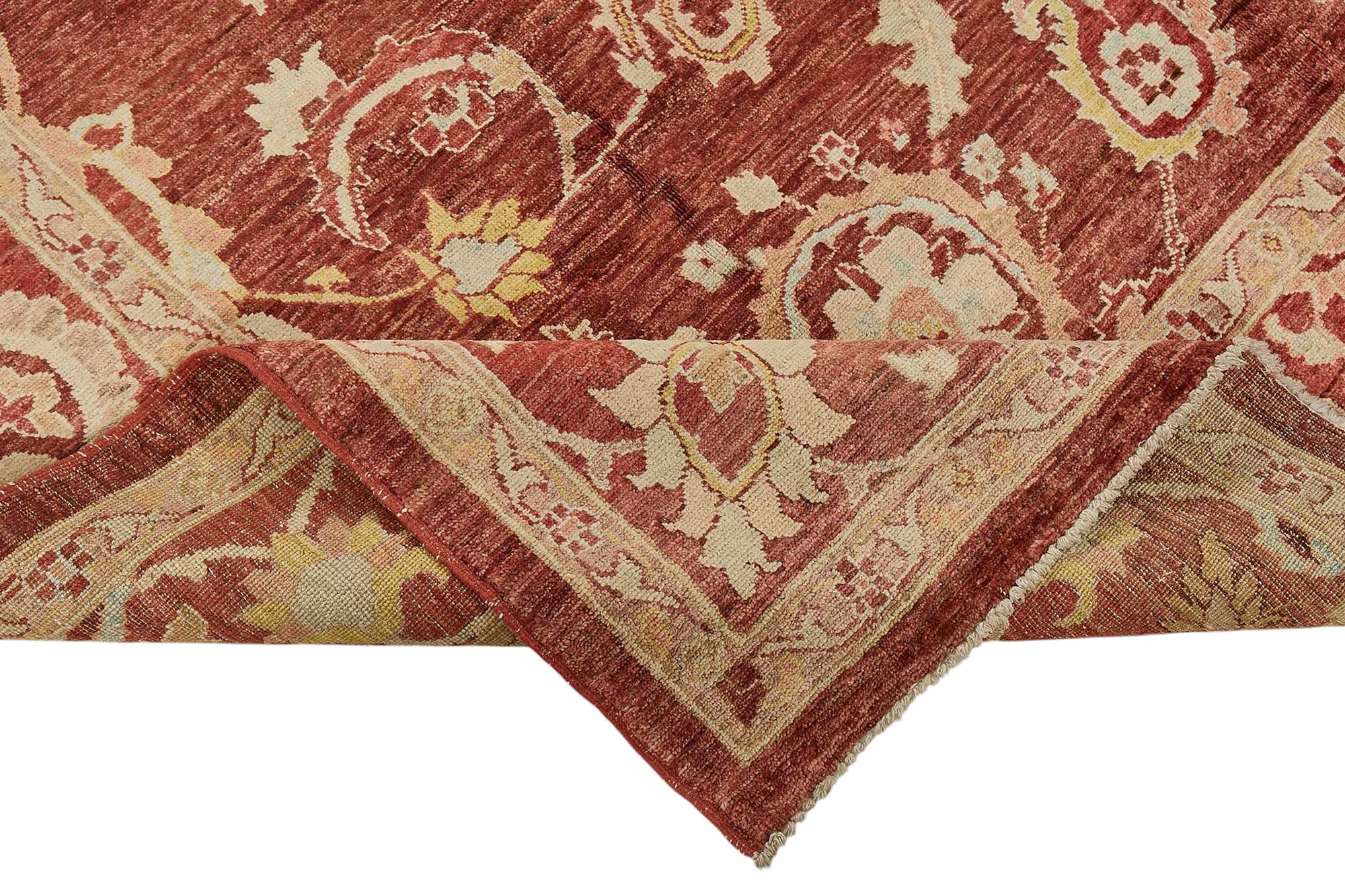7x10 Red Traditional Floral Oushak Rug - 51465
