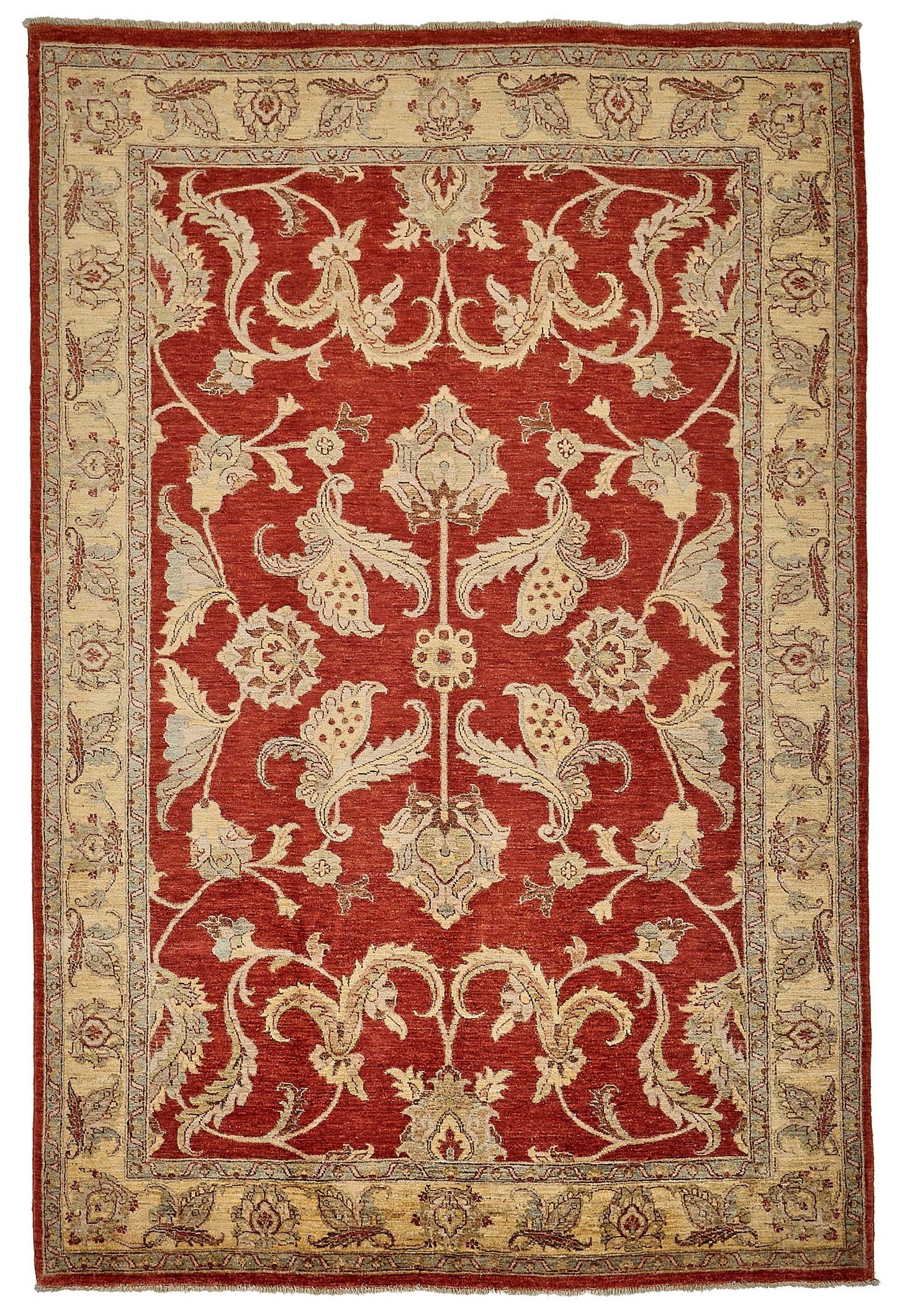 7x10 Red Turkish Floral Oushak Rug - 51467