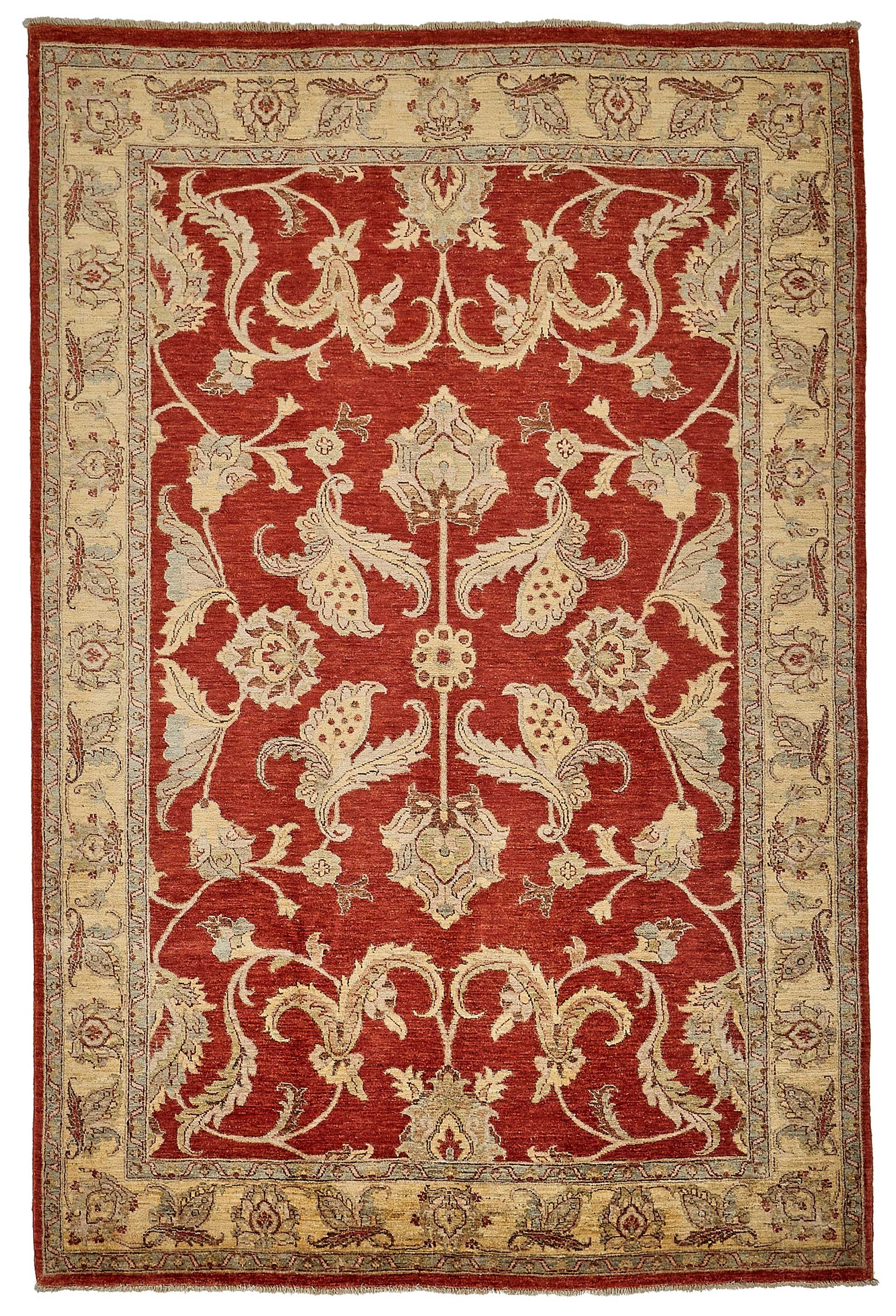 7x10 Red Turkish Floral Oushak Rug - 51467