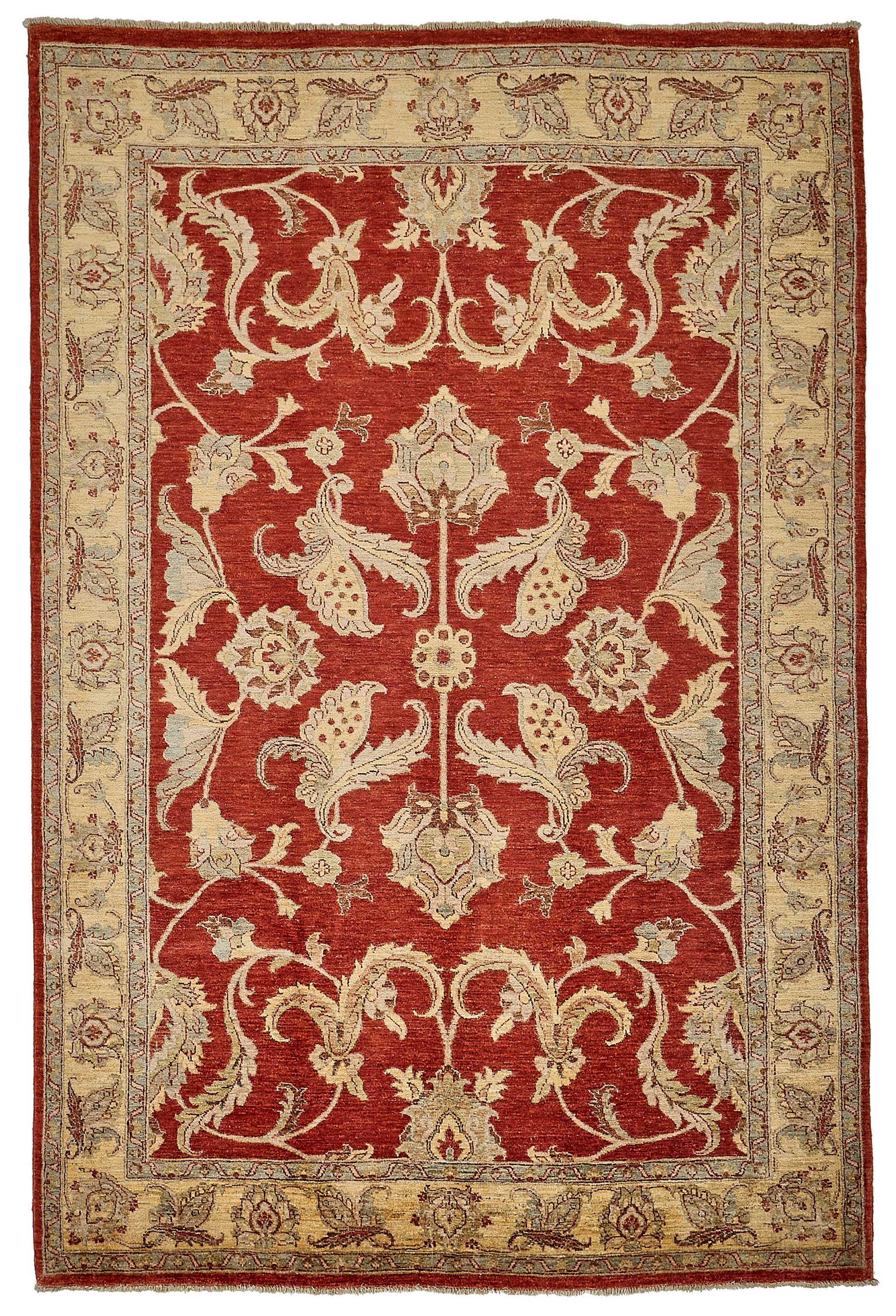 7x10 Red Turkish Floral Oushak Rug - 51467