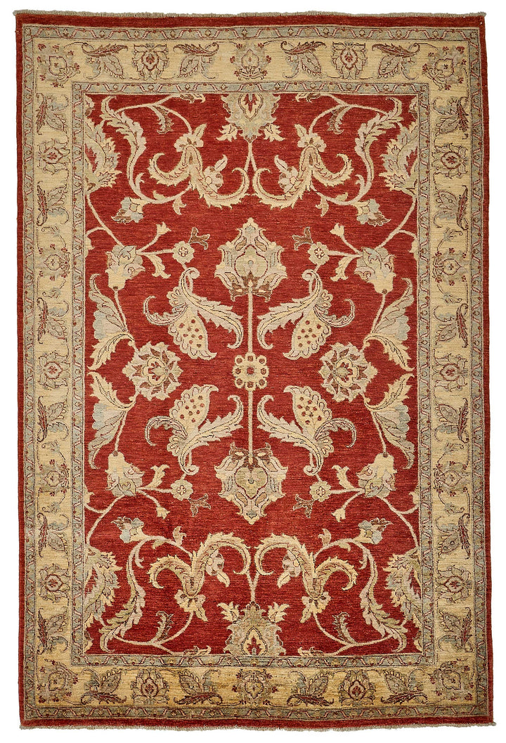 7x10 Red Turkish Floral Oushak Rug - 51467