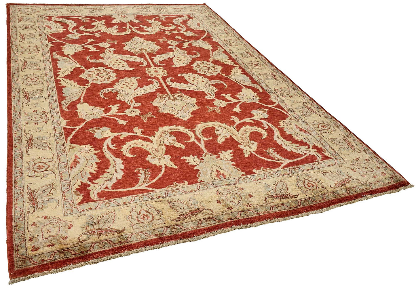 7x10 Red Turkish Floral Oushak Rug - 51467