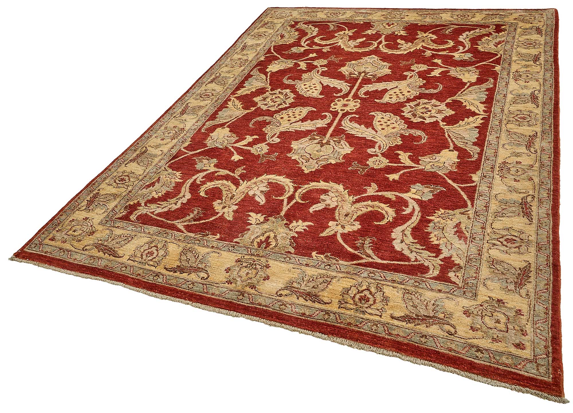 7x10 Red Turkish Floral Oushak Rug - 51467