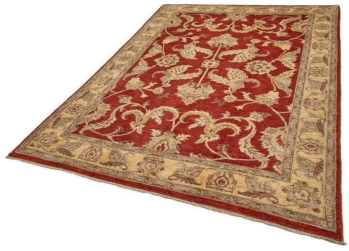 7x10 Red Turkish Floral Oushak Rug - 51467