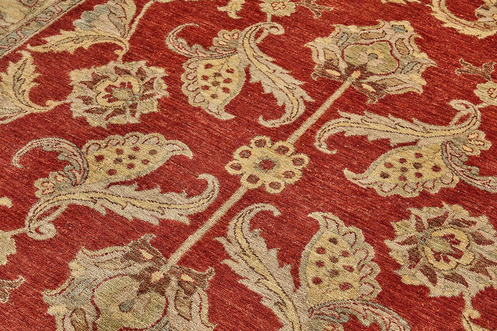 7x10 Red Turkish Floral Oushak Rug - 51467