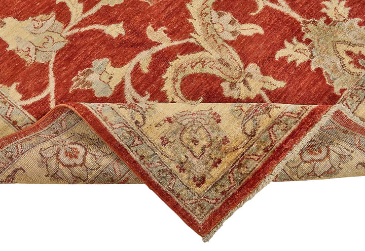 7x10 Red Turkish Floral Oushak Rug - 51467